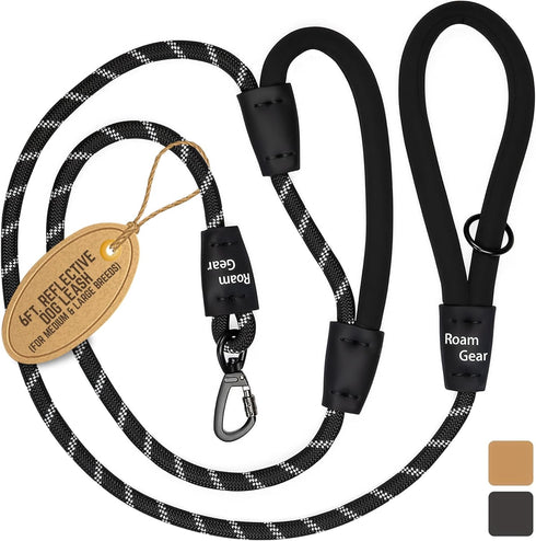 6 Foot Dog Leash with 2 Extra Padded Handles - Heavy Duty No Pull Rope Lead with Lockable Carabiner for Medium to Large