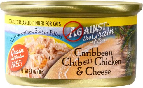 Against The Grain Caribbean Club Chicken Cheese Canned Cat Food, 24/2.8 oz