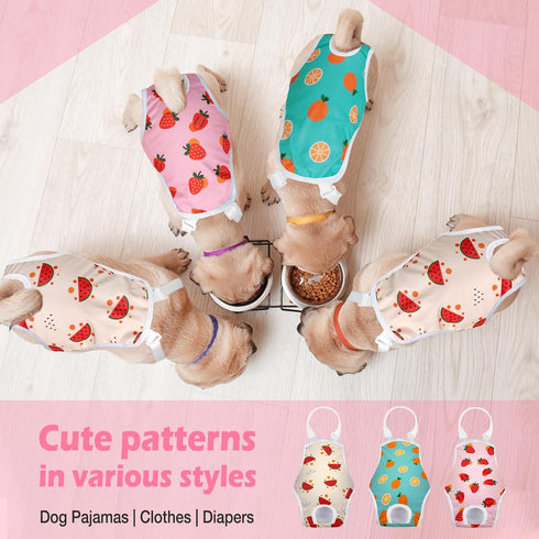 Jollywoods 3 Pack Washable Female Dog Diaper Onesie Sanitary Pantie with Adjustable Suspender, Reusable Fixed Doggie