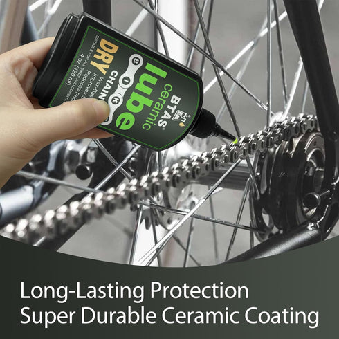 4 oz BTAS Ceramic Dry Bike Chain Lube -UV Tracer Dye -Road,Mountain Bicycle Lubricant Oil,Dry and Dusty Weather