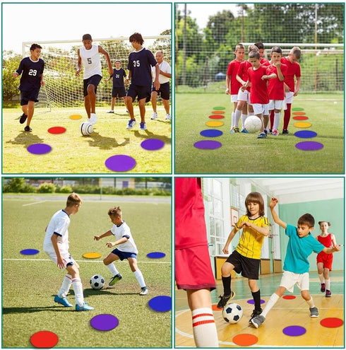 TuXHui 60 Pcs Poly Vinyl Spot Markers Rubber Floor Dots Non Slip Agility Markers Flat Field Cones for PE Gym Classes