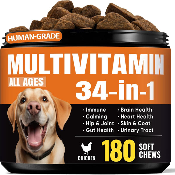 Dog Vitamins & Supplements 34-in-1 Pet Multivitamin Softchews, Daily Dog Supplements for