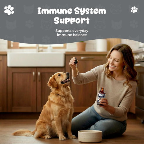 Homibabis Immune 2 oz (60 mL) Zinc Drops for Dogs - Liquid Zinc Supplement for Skin & Coat Health, Support Trace