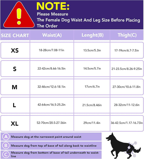 4 Packs XPCARE Reusable Dog Diapers - Absorbent, Leak-Proof for Female Dogs (Large)