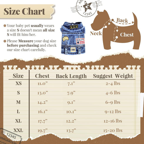 Cool Blue Dog Jean Jacket - Small Pet Outfits for Dogs and Cats, Denim Coats, Vest for Boys and Girls, Puppy Shirts