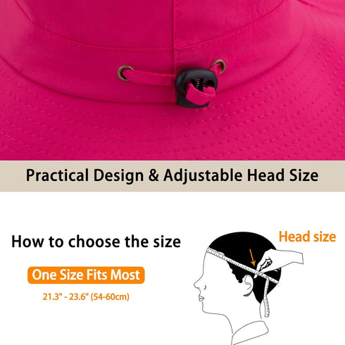 Sun Hat for Women and Men, UPF 50+ Waterproof Wide Brim Fishing Hat with Adjustable UV Protection