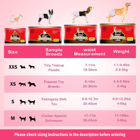 42count) Dono Disposable Pet Diapers Female Dogs Super Absorbent Soft Heating Pee Diapers Liners XXS-M, Puppy Diapers