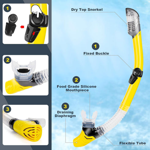 ZEEPORTE Set, Swimming Packages Mask Fin Snorkel Travel Size Snorkeling Gear for Adults with Panoramic View Anti-Fog