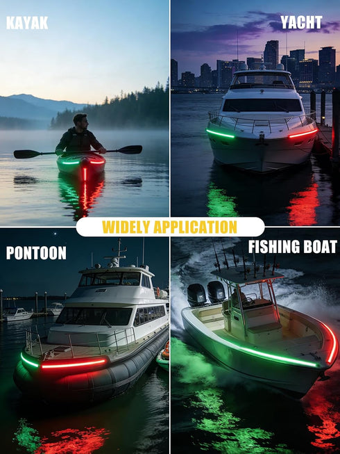 4Pcs 12inch 12v IP68 YM E-Bright Boat Navigation Lights Marine Navigation led Lights Waterproof for Boats, Pontoon