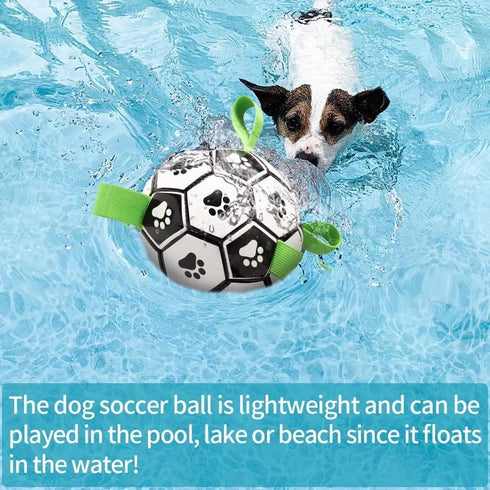 QDAN Dog Toys Soccer Ball with Straps, Interactive Tug of War Toy, Durable 6 Inch Ball for Small & Medium Dogs