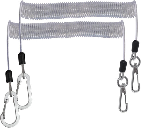 Fishing Lanyard - Heavy Duty Coiled Lanyards with Stainless Steel Wire Inside, Safety Rope Extension Cord Tether