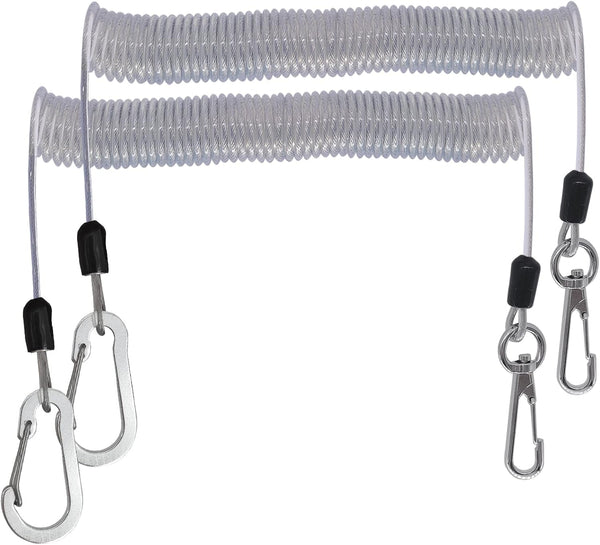 Fishing Lanyard - Heavy Duty Coiled Lanyards with Stainless Steel Wire Inside, Safety Rope Extension Cord Tether