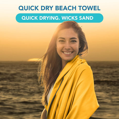 Backpacking, Youphoria Microfiber Travel Towel Fast Drying Lightweight - Quick Dry Towel for Camping, Beach, Hiking