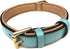 Medium Size Leather Dog Collar - Turquoise with Beige Padding