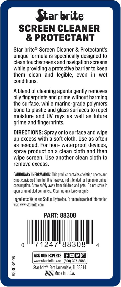 (088308) STAR BRITE Screen Cleaner & Protectant; Clean & Protect Phones, Tablets, Sunglasses, Helmet Visors
