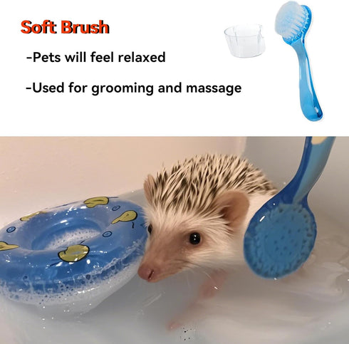 JSLZF Hedgehog Bath Supplies Grooming Kit: Foldable Bathtub, Nail Clippers, Bathing Brushes, Towel for Hedgehog Small