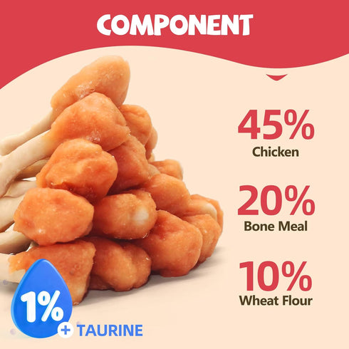 Pack 10.58 Dog Treats Chicken-Wrapped Calcium Bone Chew, Rich in Taurine, Suitable for Small, Medium, Large Dogs. Clean