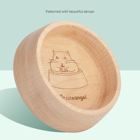 Niteangel Wooden Hamster Feeding Bowl - Small Animal Food Dish for Dwarf Syrian Hamsters (Hammy Pattern)