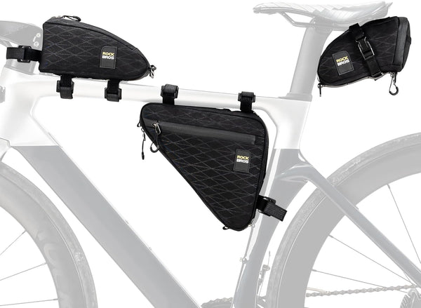 ROCKBROS Bike Triangle Bag - Waterproof Bike Frame Bag for Cycling Accessories - 3 Pieces Combi for Mountain Road Bike