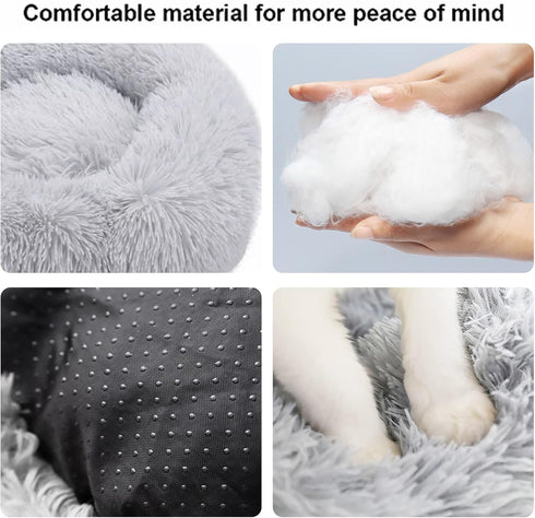 Cat Beds for Indoor Cats, 20 Inch Round Dog Bed for Small Medium Large Dogs, Washable with Slip-Resistant Bottom