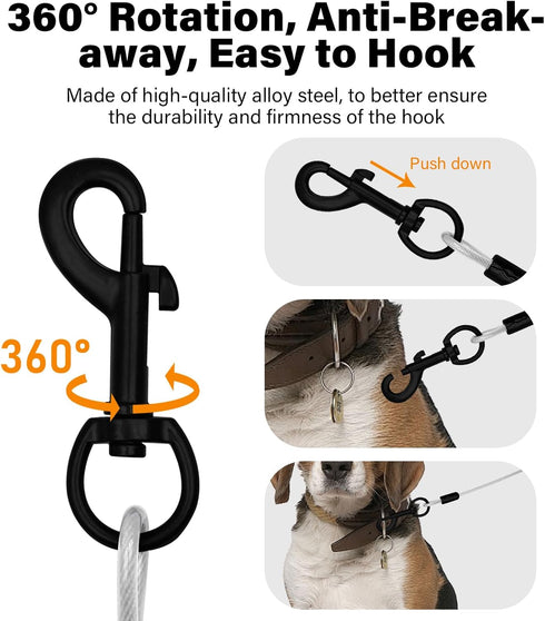 Heavy Duty Dog Leashes with Chew Proof Padded Handle, 4/5/6 FT Steel Metal Safety Lead Rope for Large or Medium Dogs
