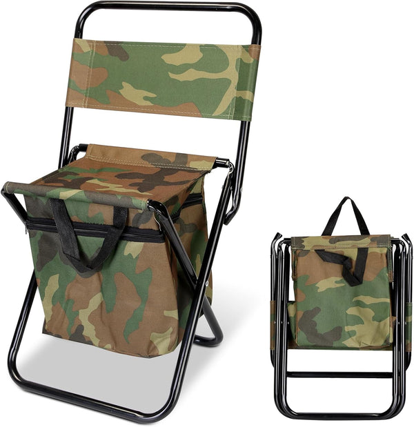 TeqHome Portable Foldable Fishing Chair with Cooler Bag, Lightweight Folding Camping Chair,