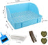 10Pcs Chinchilla(Blue) Rabbit Litter Box Toilet,Bunny Plastic Square Cage Toilet with Grate Rabbit Corner Litter