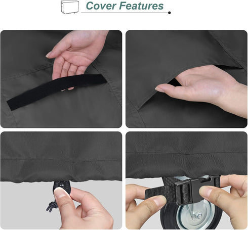 80-100 40L 20W 34H inch, Waterproof Cooler Cart Cover Fits Quart Patio Party Ice Chest Rolling Cooler, x x Black