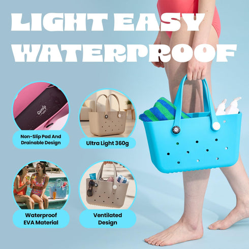 14L Comfy Flow Pool Bag for Women, Waterproof EVA Open Tote, Swim Sauna Gym Beach Bag, Wipe-Clean Self-Standing, (Baby