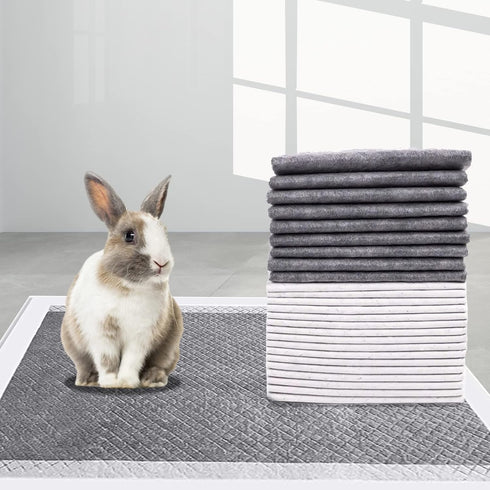 Pads,100 Chinchillas PINVNBY Rabbit Pee Pieces Disposable Cage Liners Black Carbon Super Absorbent Odor-Control,Bunny