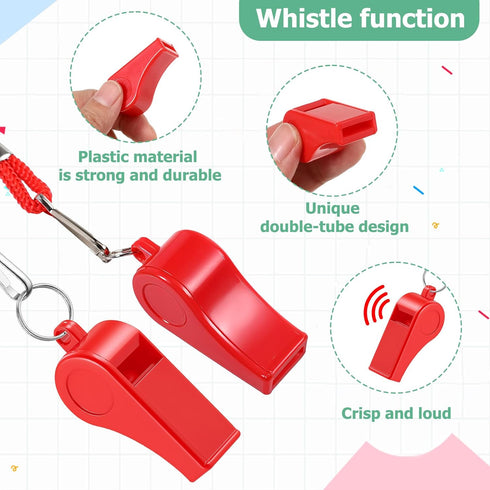 Zyghjort 50 Pack 120db Plastic Whistles for Coaches, Loud Crisp Sound Sports Whistles Bulk with Lanyard, for Lifeguard