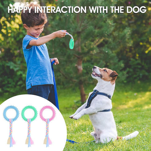 Puppy Teething Toys with Cotton Ropes, 3 Pcs Rubber Small Dog Chew Toy Rings Aggressive Chew Toys for Dogs Oral Teeth Soothe Itching Puppy Chew Toys Interactive Pet Toys for Small/Medium Dogs