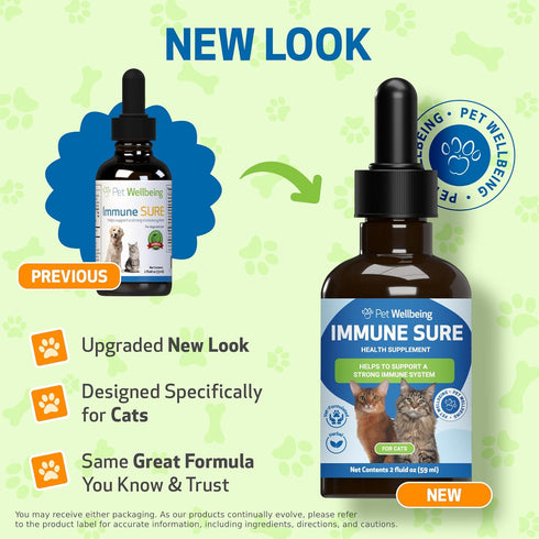 Pet Wellbeing Immune Sure for Cats - Herbal Supplement 2 fl oz - Supports Immune Defenses & Gut Flora