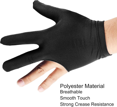 PATIKIL 3 Fingers Pool Gloves, Billiard Show Gloves for Left & Right Hand