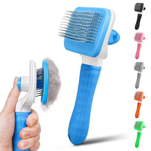 Dog & Cat Brush: Self Cleaning Slicker Brush for Pets, Upgraded Dog Brush for Shedding, Massaging, Grooming