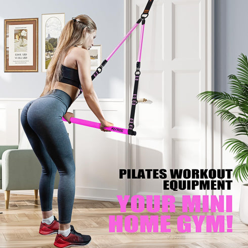 Pilates Bar Kit with Resistance Bands, Multifunctional Equipment for Women & Men, Home Gym Strength Training