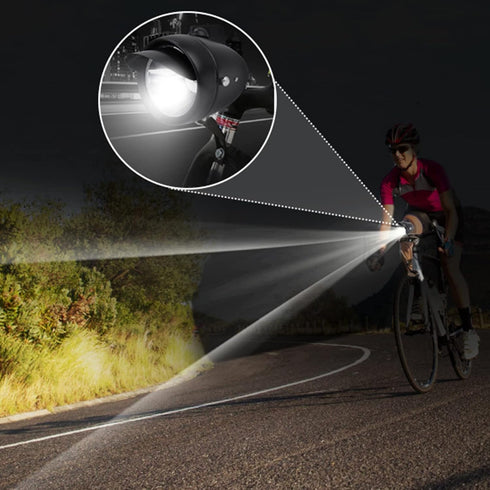 Vintage Bike Headlight, Bicycle Front Light for Night Riding, Lightweight LED Bike Light with Visor and Mounting
