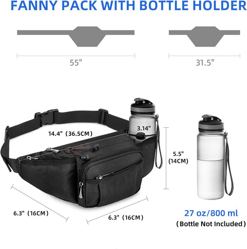 NOOLA Fanny Pack Waist Bag for Men Women, Lightweight with Water Bottle Holder, Adjustable for Outdoor Activities