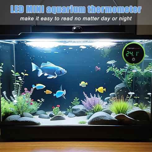 Digital Fish Tank Thermometer with LED Display, Cordless Temperature Sensor, HI/LO Alarm, Touch Screen