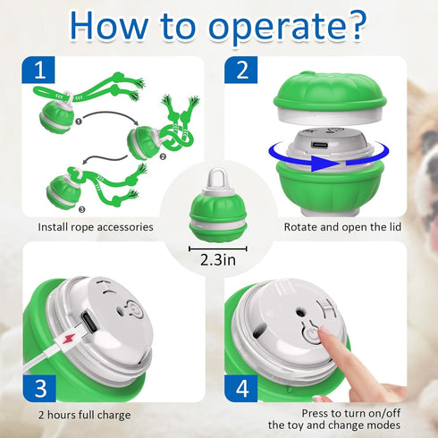 Sofolor Motion-Activated Rolling Ball Toy for Small Dogs - Interactive Squeaky Fun
