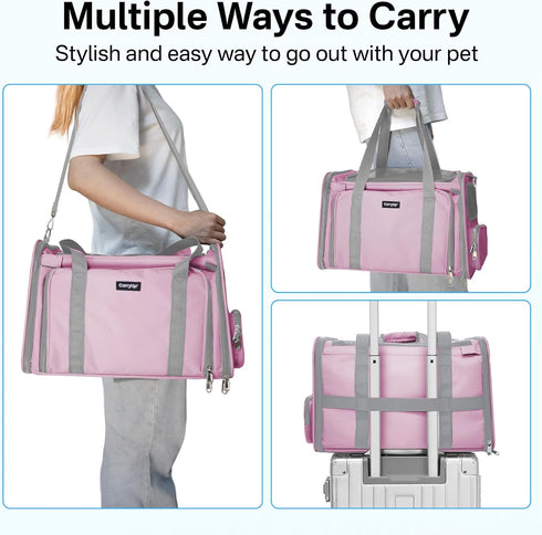 15 lbs, Cozy Expandable Cat Carrier, Airline Approved Soft Sided Pet Carrier for Cats & Small Dogs Up to with Locking