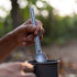 Navaris Long Handle Titanium Spork - 8.4" (21.5cm) Long Metal Utensil for Backpacking and Camping - Extra Strong and Lightweight - Includes Carry Bag by Navaris