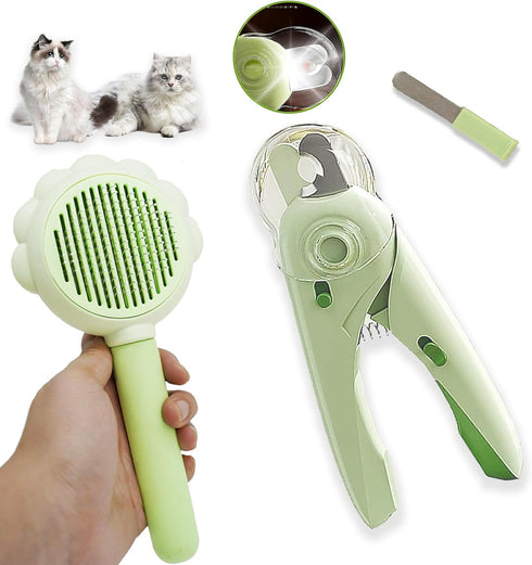Lifmegik Self Cleaning Cat Brush for Shedding, LED Light Nail Clipper, Nail Clipper