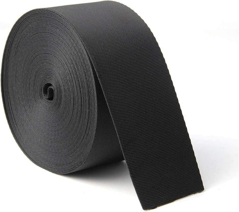 JIAKAI 2 Inch Wide 10 Yards Nylon Heavy Duty Webbing Strap, Black for Bags & Outdoor Climbing