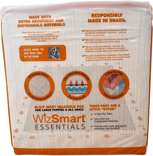 23.5" 35.4", 50 Count WizSmart Essentials Pads XL Extra Large Dog Pads x Disposable Absorbent Pads for Large Dogs