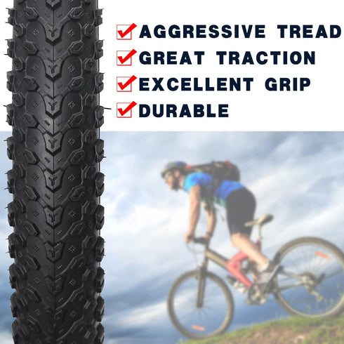 SIMEIQI 24" / 26" Bike Tires, 24 X 2.125 & 26 X 2.125 Replacement Tires or Inner Tubes with AV 32mm Schrader Valve