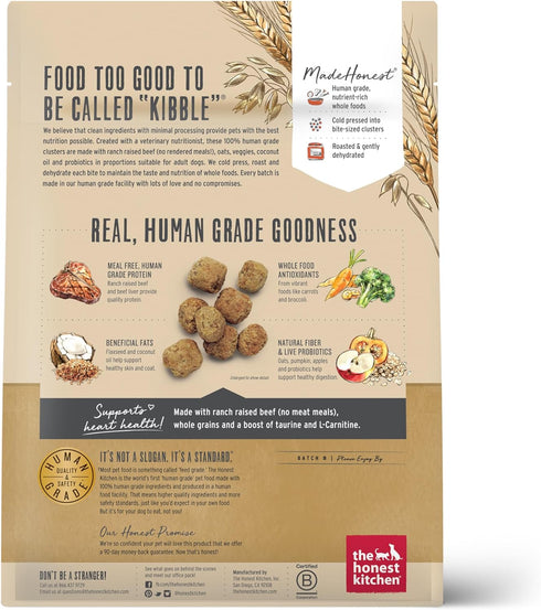 The Honest Kitchen Whole Food Clusters, Whole Grain Beef & Oat Dry Dog Food, 1 lb Bag