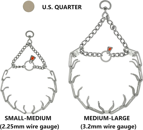 Herm Sprenger Stainless Steel Dog Collar with Swivel D-Ring, 3 Extra Links, for Small Medium Large Dogs