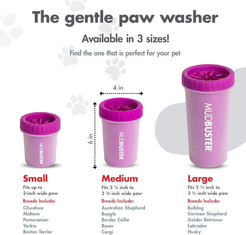 Dexas MudBuster Portable Dog Paw Washer in Fuchsia for Dogs and Cats