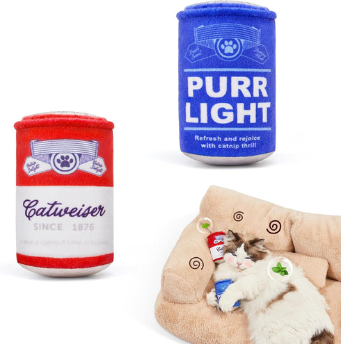 Potaroma Beer-Simulation Cat Toys 2Pcs Catnip Crinkly Sound Toy, Durable Kitten Bite